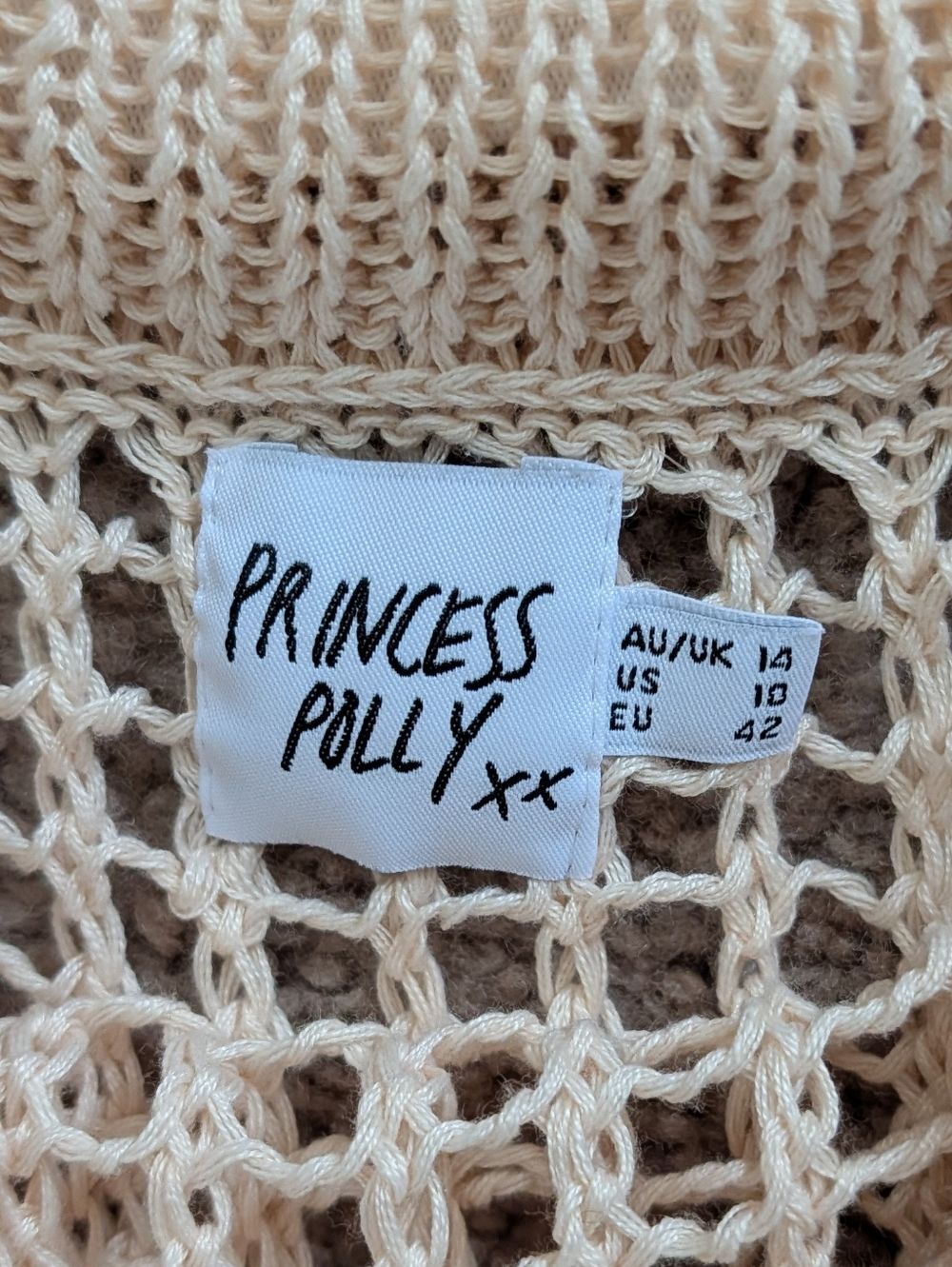 Princess Polly Women's Cream Open Knit Bathing Suit Cover Up Maxi Skirt Size 10 - Picture 3 of 6